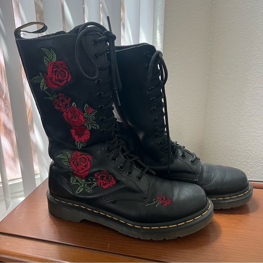 Rose Embroidered Dr. Martens